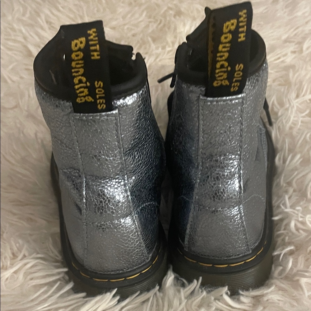 Dr. Martens Kids Metallic Silver Boots